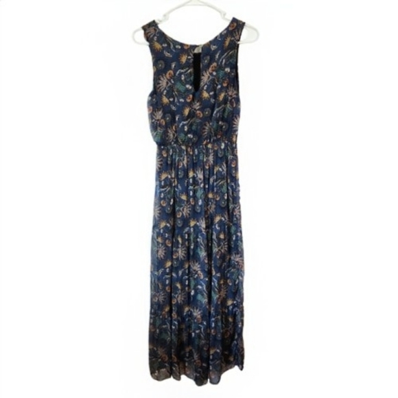 Lara Guidotti Blue Floral Silk Blend Maxi Dress Small - Picture 3 of 9
